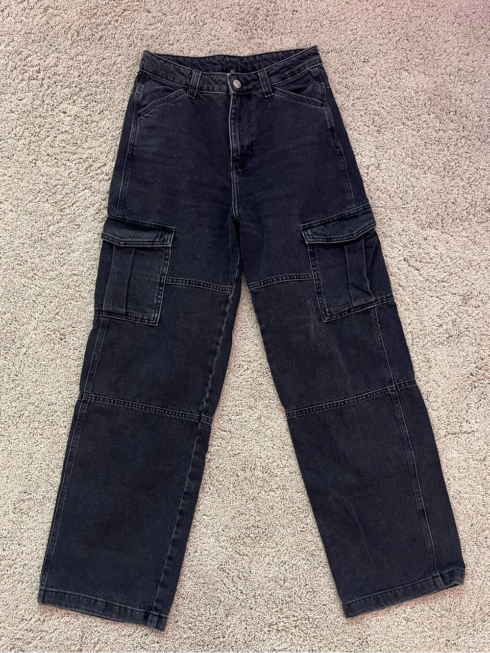 high waisted black cargo jeans